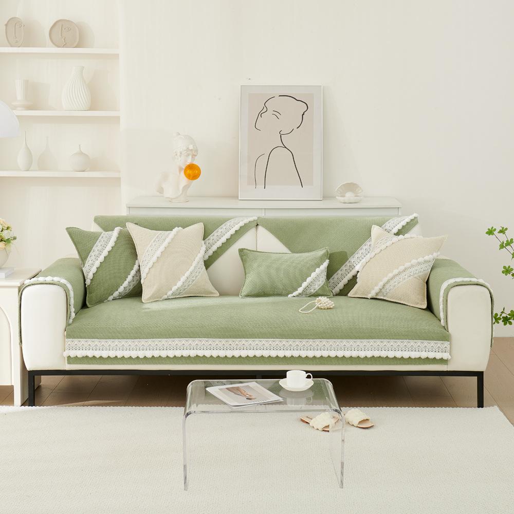 Fresh Cotton and Linen Sofa Cushion Four Seasons Universal Cushion Blanket Non-Slip Sofa Cover Cover Cloth