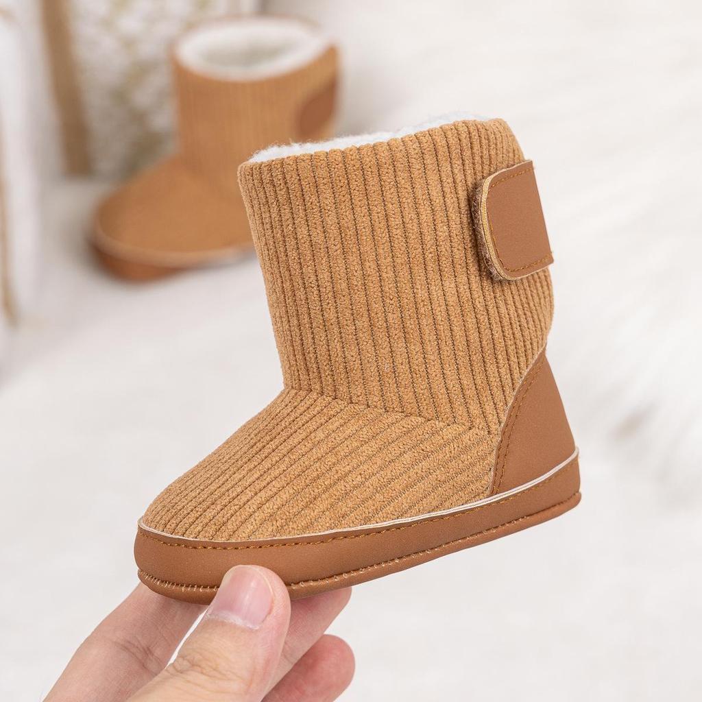 Cross-Border Winter Baby Velcro Cotton Warm Shoes with Plus Velvet Soft Sole.