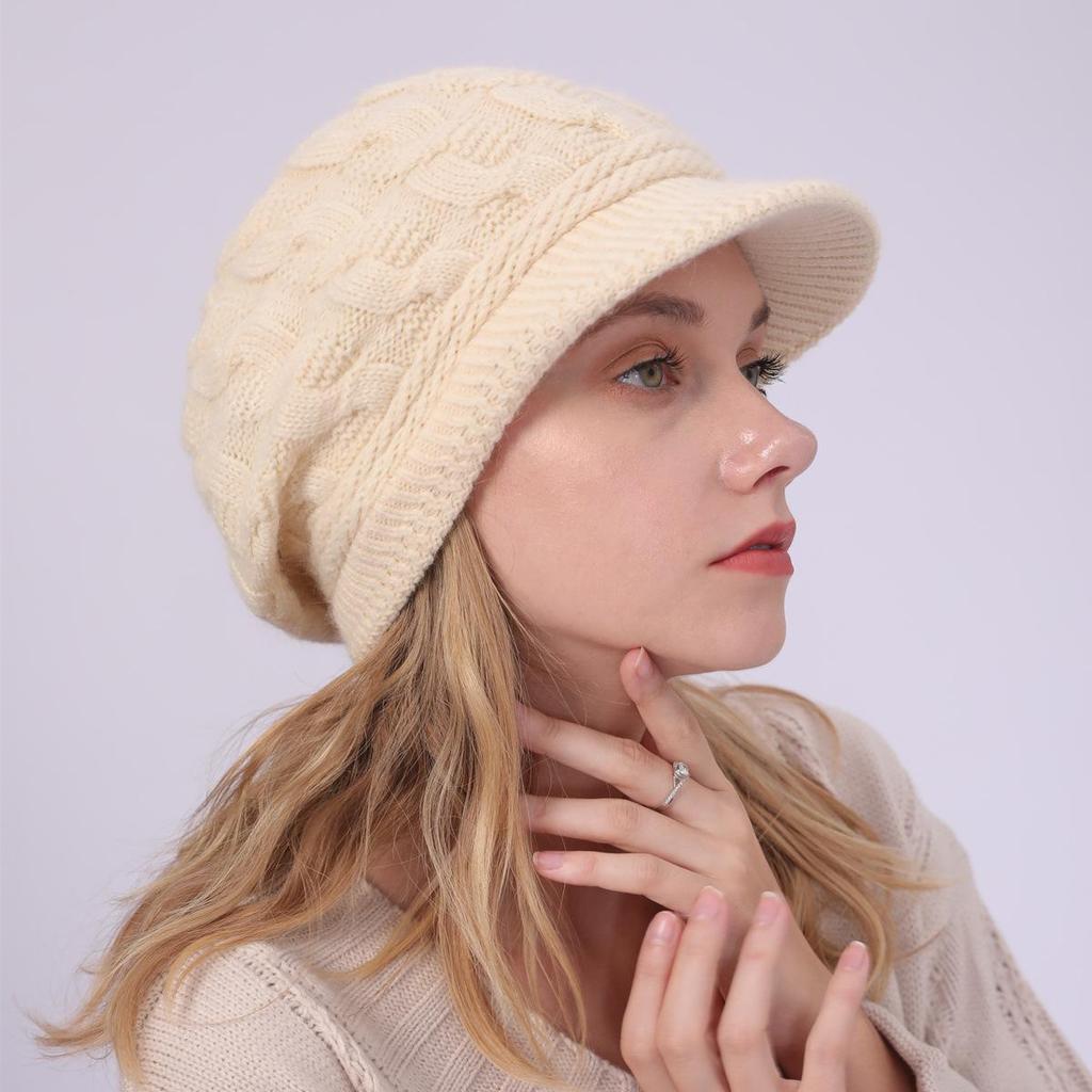 Fried Dough Twists Knit Hat Plush Thickened Warm Wool Hat Suitable for outdoor wind protection in autumn and winter