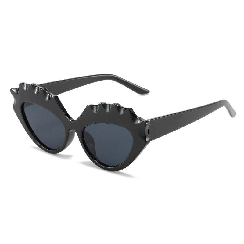 SO&EI Retro Irregular Cat Eye Kvinner Dobbelfarge Solbriller Mote Trending Menn Nyanser UV400 Gul Rosa Solbriller