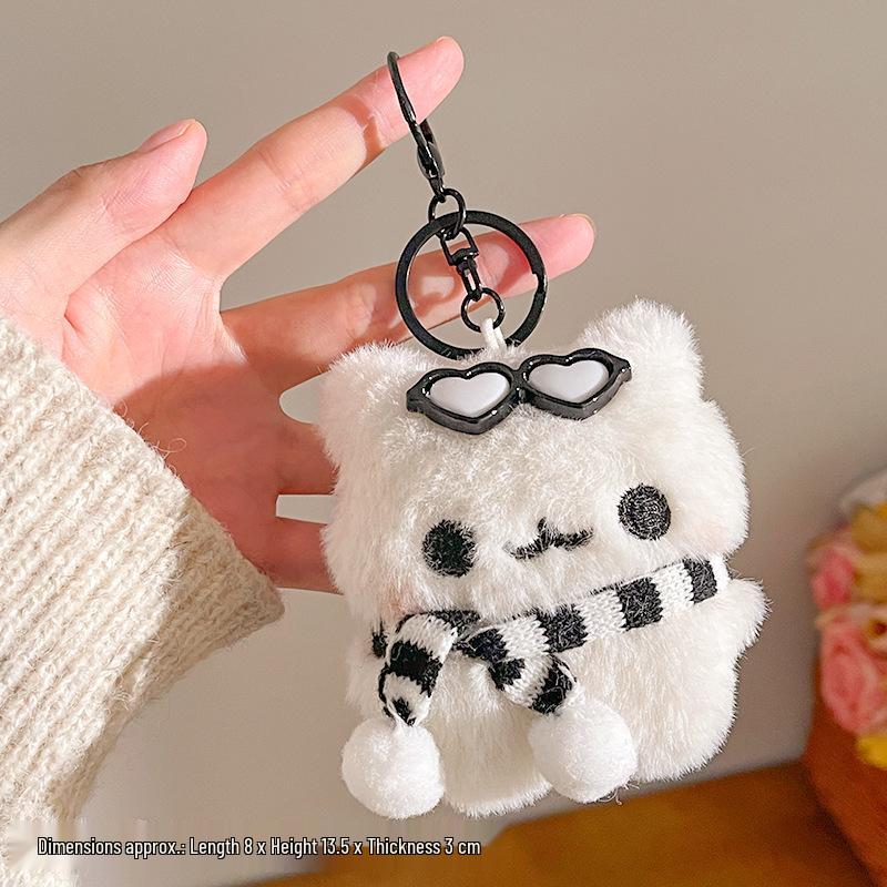 Süße Kätzchen-Puppe Anhänger - Weicher Taschenanhänger Schlüsselanhänger mit Herz für Mädchen, Ideales kleines Geschenk