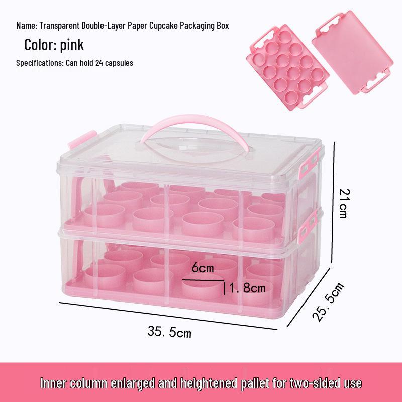 Transparent Cupcake Muffin Transport Box with Handle