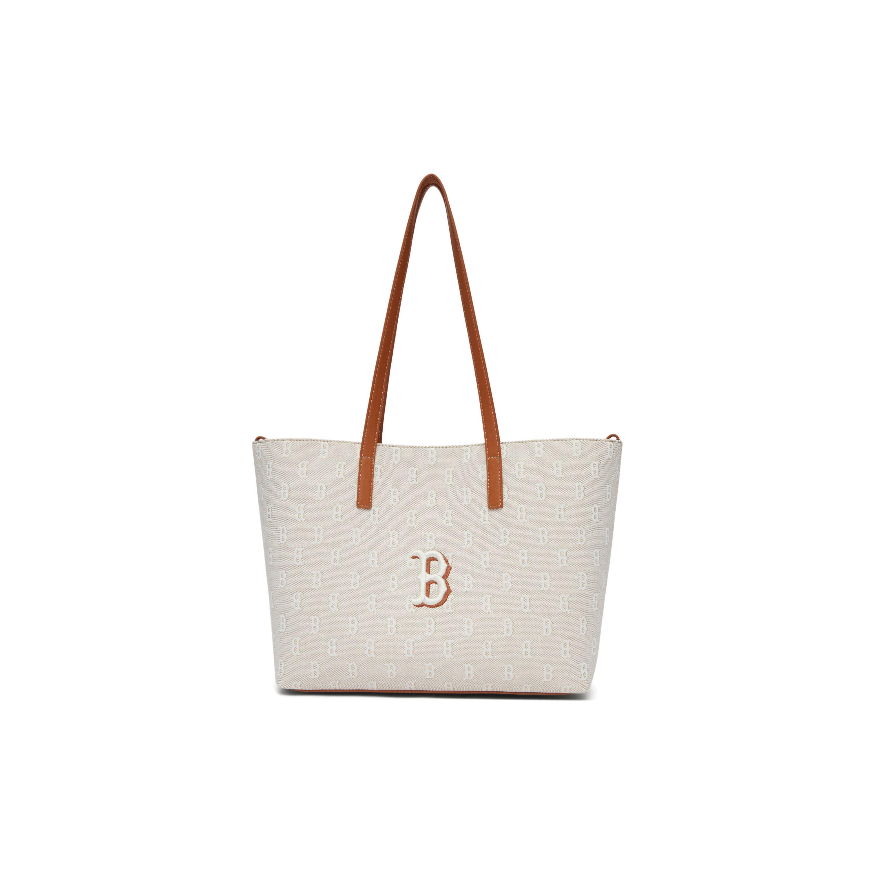 

MLB Boston Red Sox 25SS All Over Print Fashion Vintage Large Capacity Commuter Cotton Shoulder Tote Bag Laptop Bag Women bags 3AORM015N-43BGL Light Beige