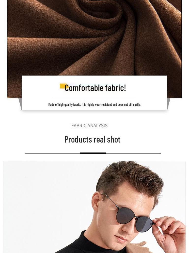 Men's Velvet Base Layer Semi-High Neck Fleece Long Sleeve Warm Top