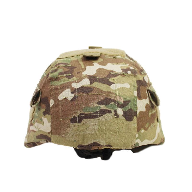 MICH2000 Tactical Helmet Cover with CP Camouflage & Black MC Mickey Counterweight Accessory Pouch
