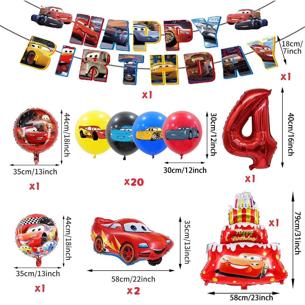 Birthday Decorations, Super Balloons, Cars Anime Set, Birthday Decorations for Boys, Large Car Balloons, Birthday Balloons, Happy Birthday Garland,