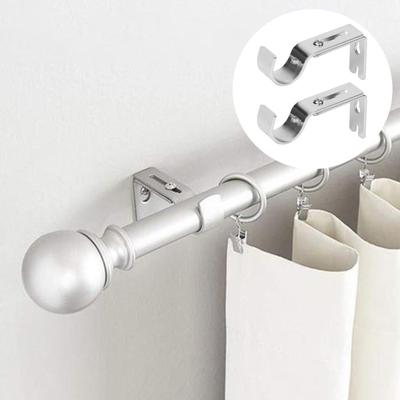 2 Pcs Sturdy Curtain Drapery Rod Bracket Great Hardness with Screw Sprayed Adjustable Length