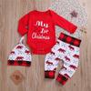 Christmas Newborn Baby Clothes Set Romper Long Pants Beanie Hat
