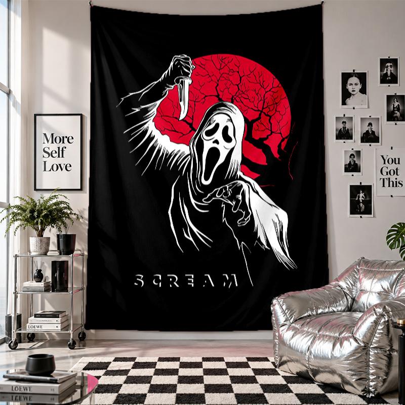 Wall TapestryScream Ghostface Art Hanging Cloth Decorative Background Cover for Room Decoration