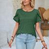 Damen Rundhals-Oberteil Lässiges Patchwork Einfarbiges Lockeres T-Shirt