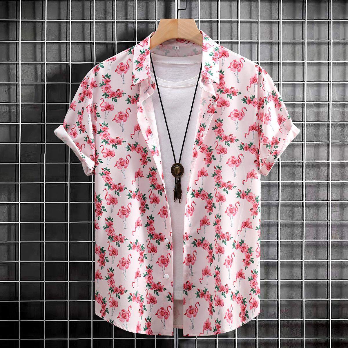 

Уютный Муж. Повседневная рубашка Пляжная рубашка Красный Синий Зеленый С короткими рукавами Цветы/растения Лацканы Весна и лето Гавайская праздничная одежда Одежда С принтом XL бежевый