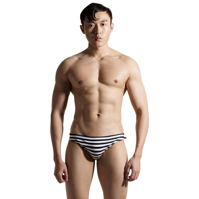 Men's Striped Triangle Swim Trunks - Fashionable Adult Swimsuit S3925