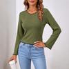 Women's Color Long Sleeve Sweater with - Loose Fit Casual Top