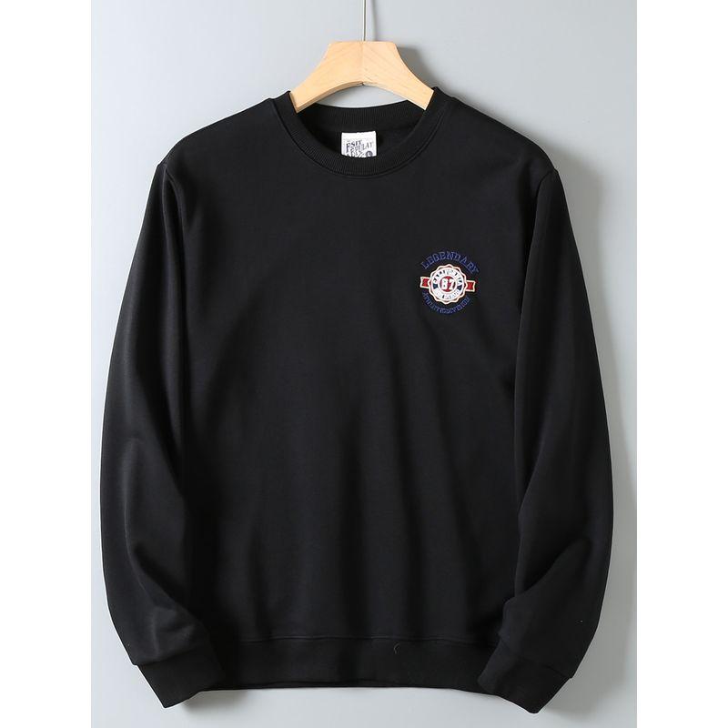 Men's Autumn Sweatshirt with Fish Scale Embroidery, Heavy Wash, and Long Sleeves, Suitable for Sports and Casual Wear