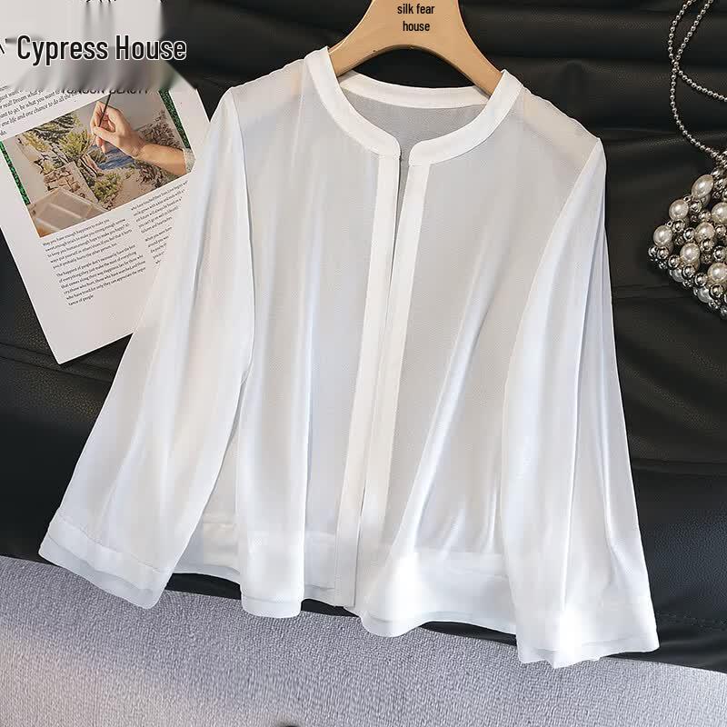 Women s Round Neck 3/4 Sleeve Chiffon Blouse XXL