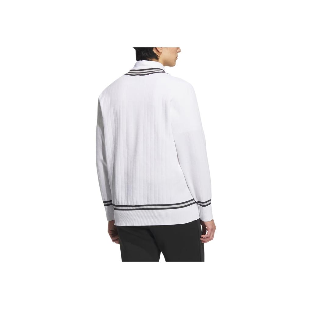 Adidas V-Neck Pullover Sweatshirt Soft Comfortable Skin-Friendly Solid Color Striped Men Sweatshirt White JE8309