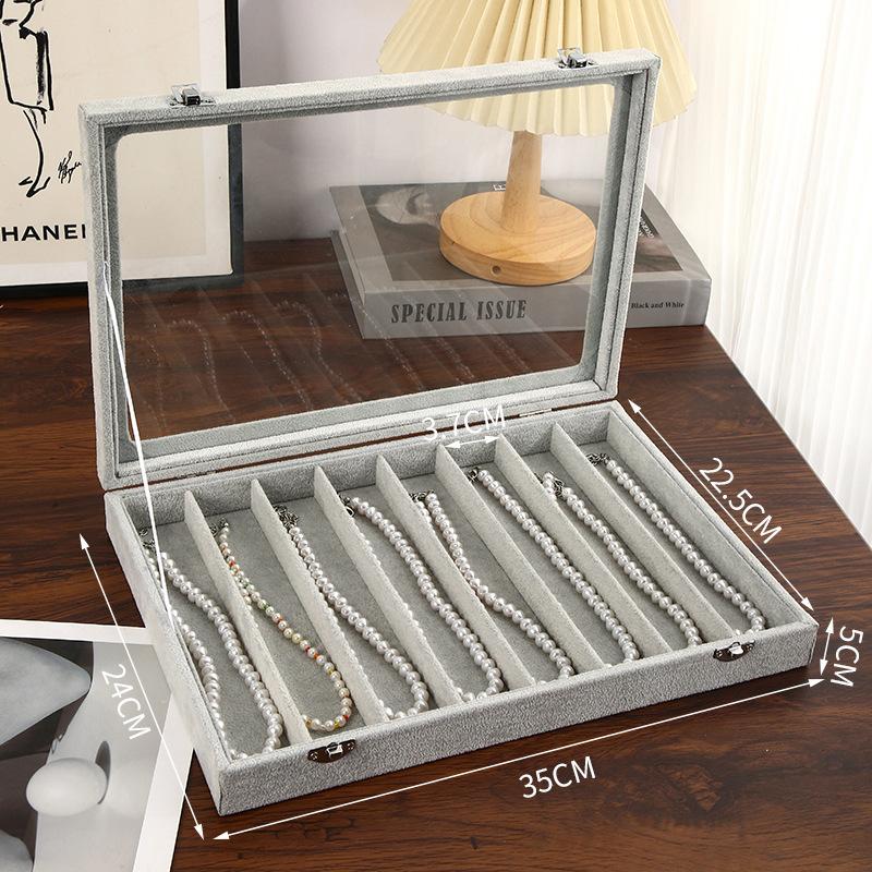 Black Walnut Wood Jewelry Storage Box with Transparent Lid for Pearl Necklaces Collar Chain Accessories Collectible