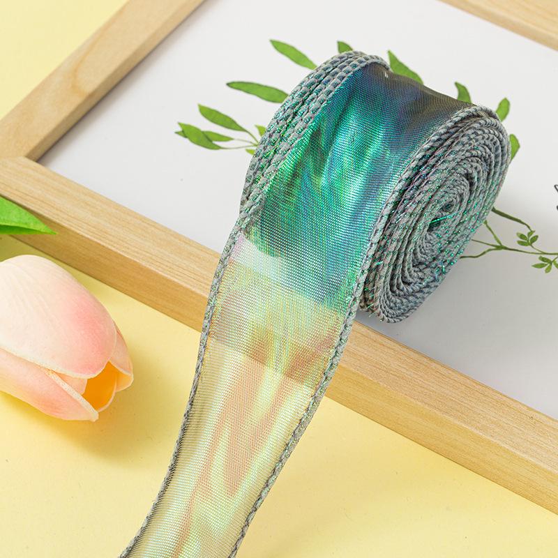 4cm x 10 Yards Iridescent Fishtail Yarn Ribbon, Polyester Lace Tulle for Floral Art & Baking.