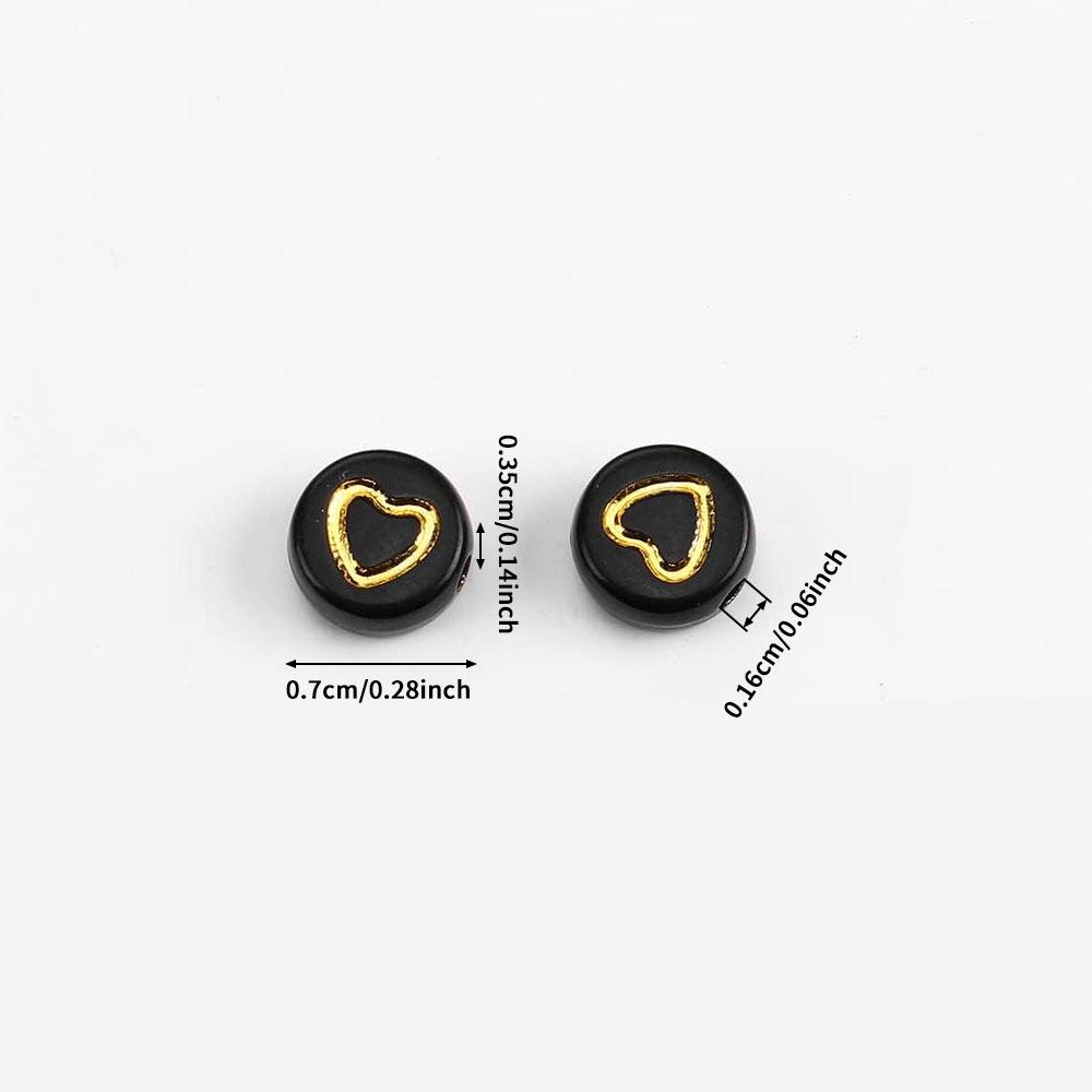 110/220/450 black acrylic heart-shaped beads 7mm round, with loose spacing beads in a heart-shaped pattern, used for DIY bracelet and jewelry making