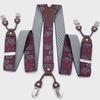 Men's Six-Clip Jacquard Wide Suspenders with Printed Webbing