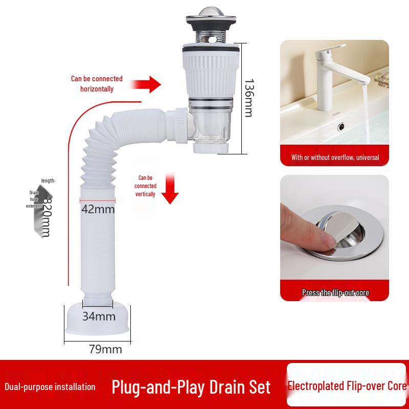 Larsd Basin Sink Flip-Top Drainer Set