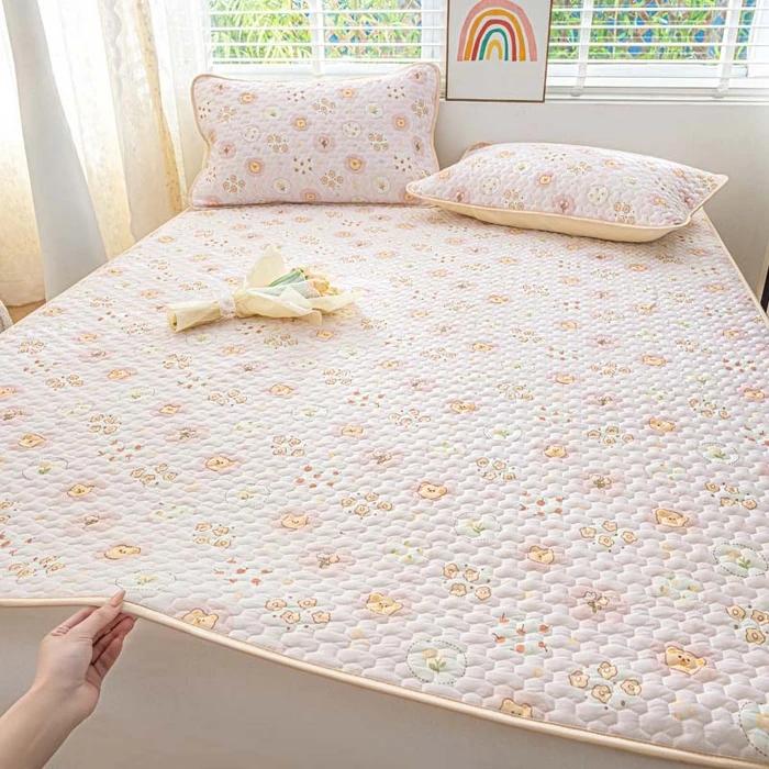 Ice silk mat cool mattress protective cover 3-piece set machine washable cool air conditioner seat