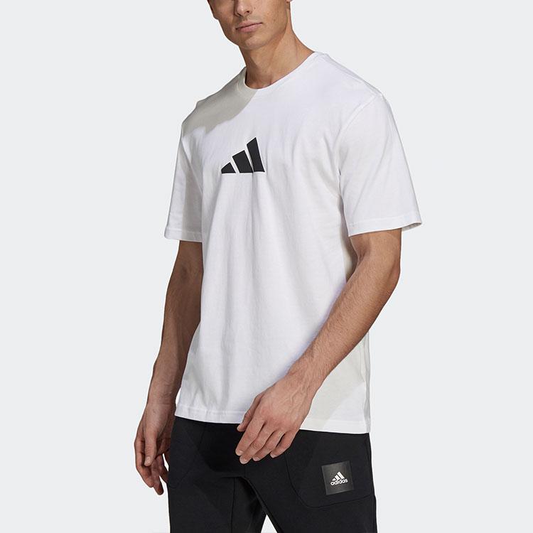 Adidas T Shirts Men's White Crew Neck Moderate Straight Fit (Unisex) T-Shirts GQ8305