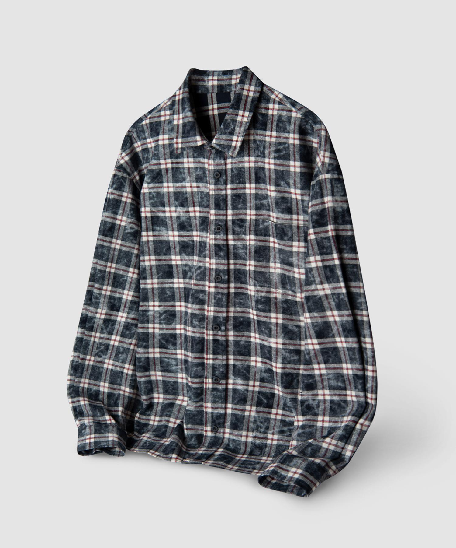 U And Lc Bleach Washed Check Shirt (Smoke Navy) Smoke Navy/L