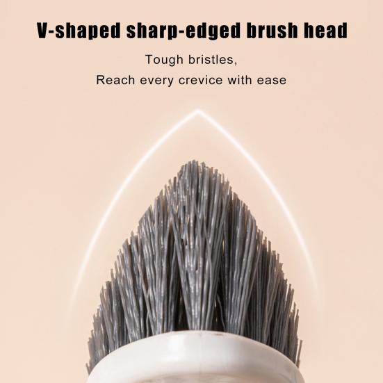 Floor Brush Ergonomic Non-slip Handle Tough Bristles Labor-saving Bathroom Toilet Handled Notch Ground Seam Brush for Hotel