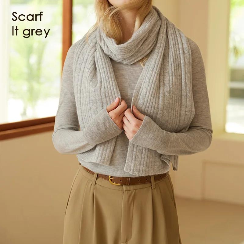 Women 100% Cashmere Scarf Cable Ribbed Knit Neck Warmer Thick Winter Pure Cashmere Women Men Scarves Luxury
