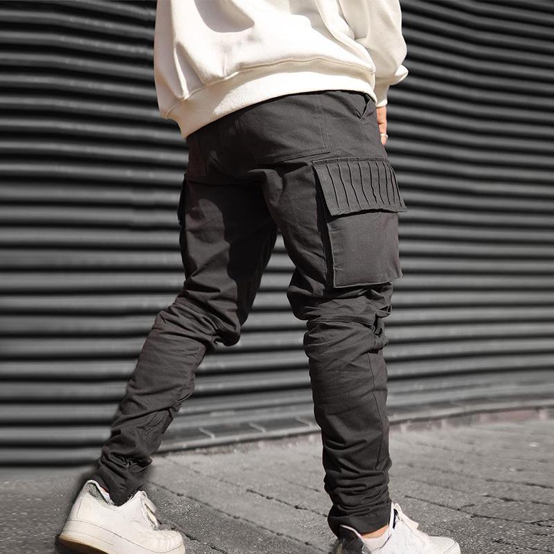 Men's Spring and Autumn Multi-Pocket Workwear Pants Straight Leg Slim Long Pants