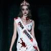 Halloween Abschlussballkönigin Kostüm Blutiges Nachthemd Kleid Abschlussballkönigin Schärpe Kronen Stirnband Cosplay Verkleidungsparty Zubehör