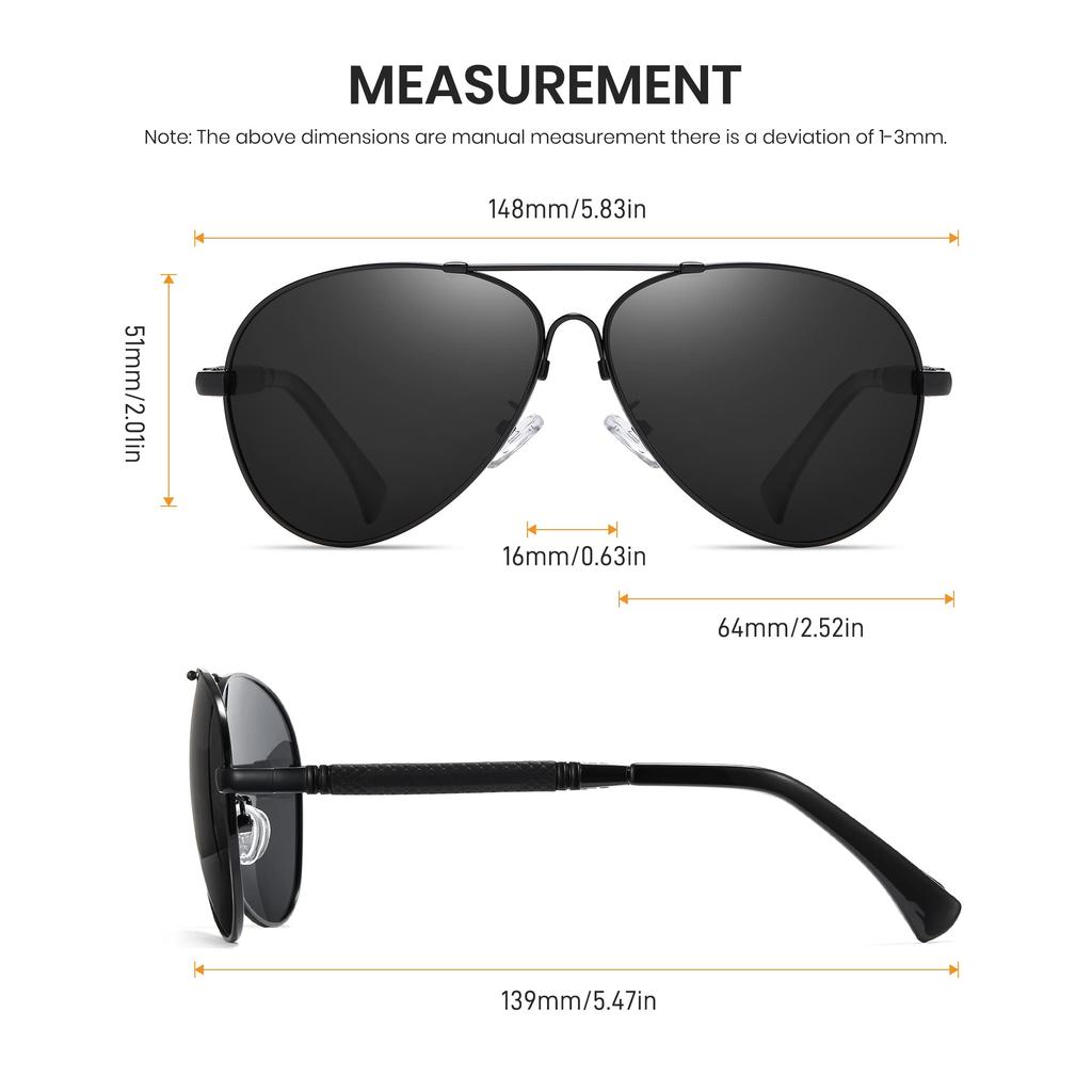 Cyxus Teardrop Sunglasses with Colored and Polarized Lenses for UV400 Perfect for Mountain and More Black Men's Protection, Driving, Fishing, Golf,