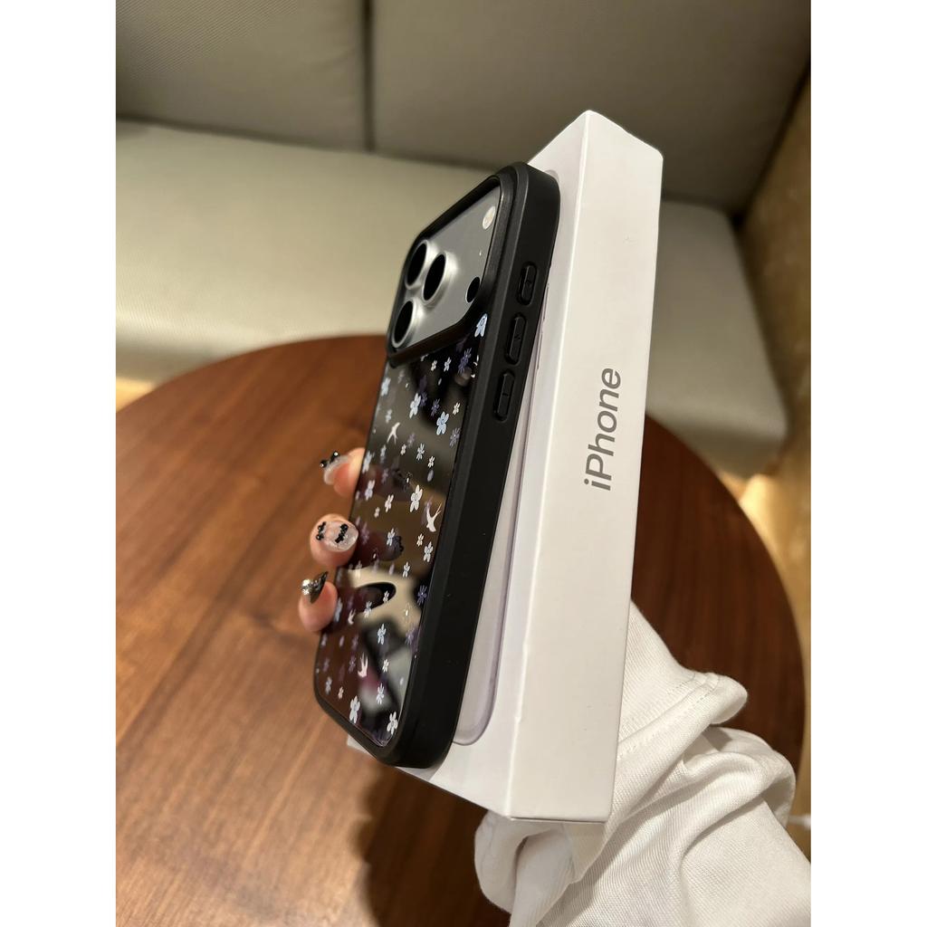 Ins Floral Swallow Suitable for iPhone17Promax Mobile Phone Case Apple 16/15 Epoxy Water Condensation 14 Large Holes 13