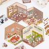 DIY Sticker Cartoon Children Playing House Cabin Scene Stacking Pasting Hand Account Gift for Kid Baby Student Game Toy