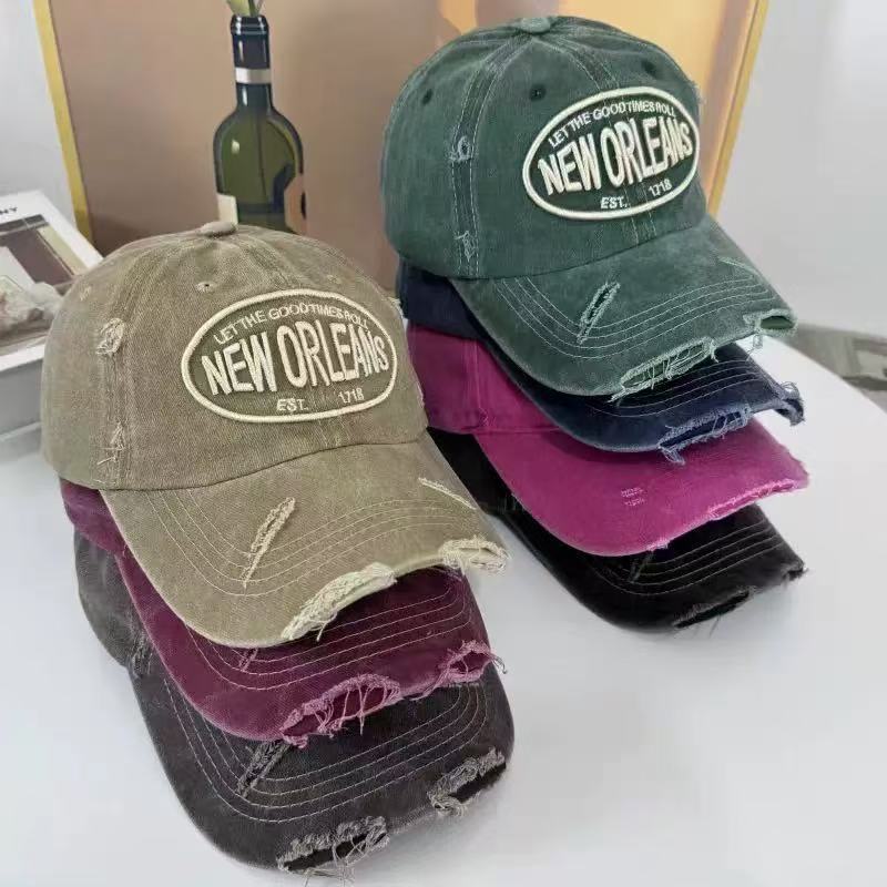 2025 Unisex Washed Cotton Baseball Cap Letter Embroidered Vintage Snapback Hat Men And Women Streetwear Outdoor Sports Hats