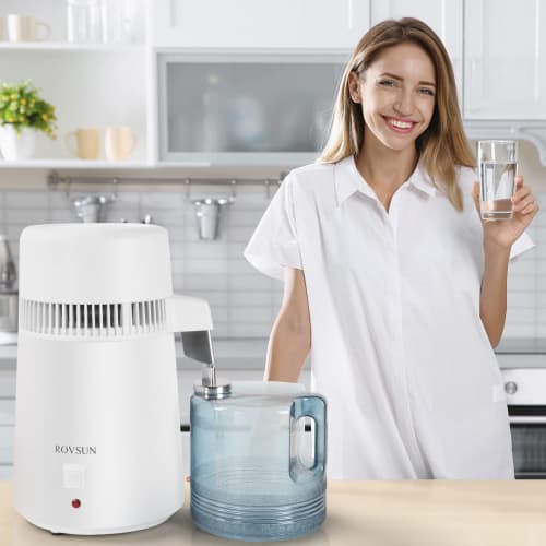 ROVSUN Upgraded 1.1 Gallon/4L Water Distiller with Flame-Retardant, BPA-Free Container & Stainless Steel Interior, Countertop Distiller for Home Use,