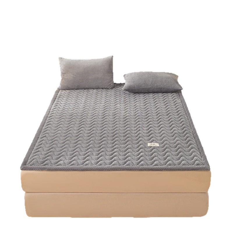 Thick Plush Winter Bed Pad - Solid Color, Warm Milk Velvet Mattress for Dormitory or Bedroom