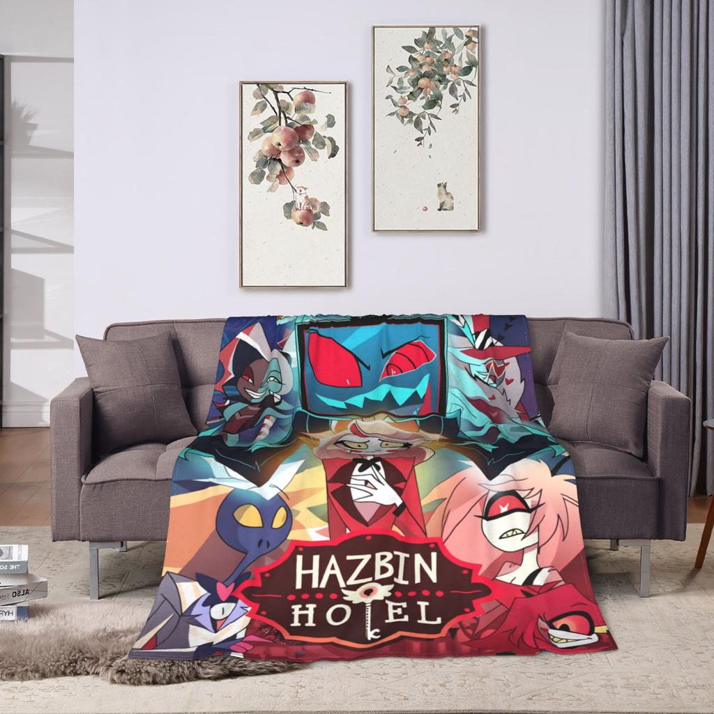 Hazbins Hotels Coperta Peluche Lucifer Biancheria da Letto in Flanella per Studenti Coperte per Arredo Casa Calde Qualità Personalizzata Copriletto Compleanno