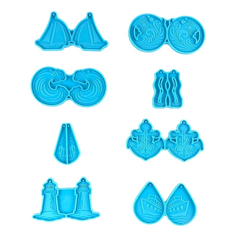 8Pcs Multiple Styles Earrings Silicone Mold Suitable for Epoxy Resin Diy Crafts Ornament Pendant Keychain Jewelry Making