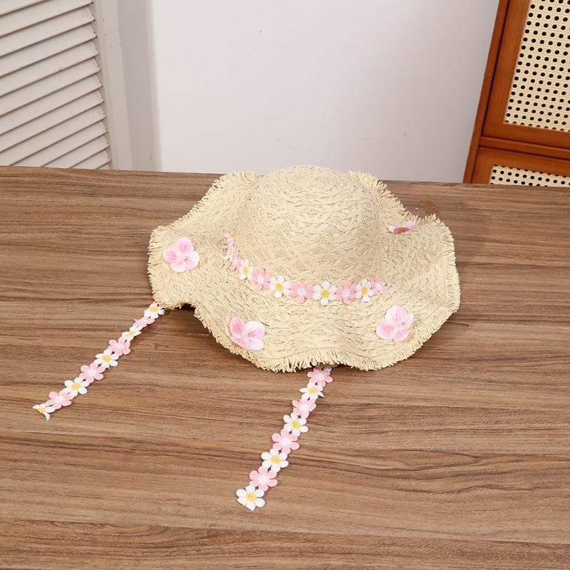 Summer Bow Sun Hat Female, Seaside Beach Vacation Sun Hat Outdoor Big Brim Sun Hat Sweet Straw Hat