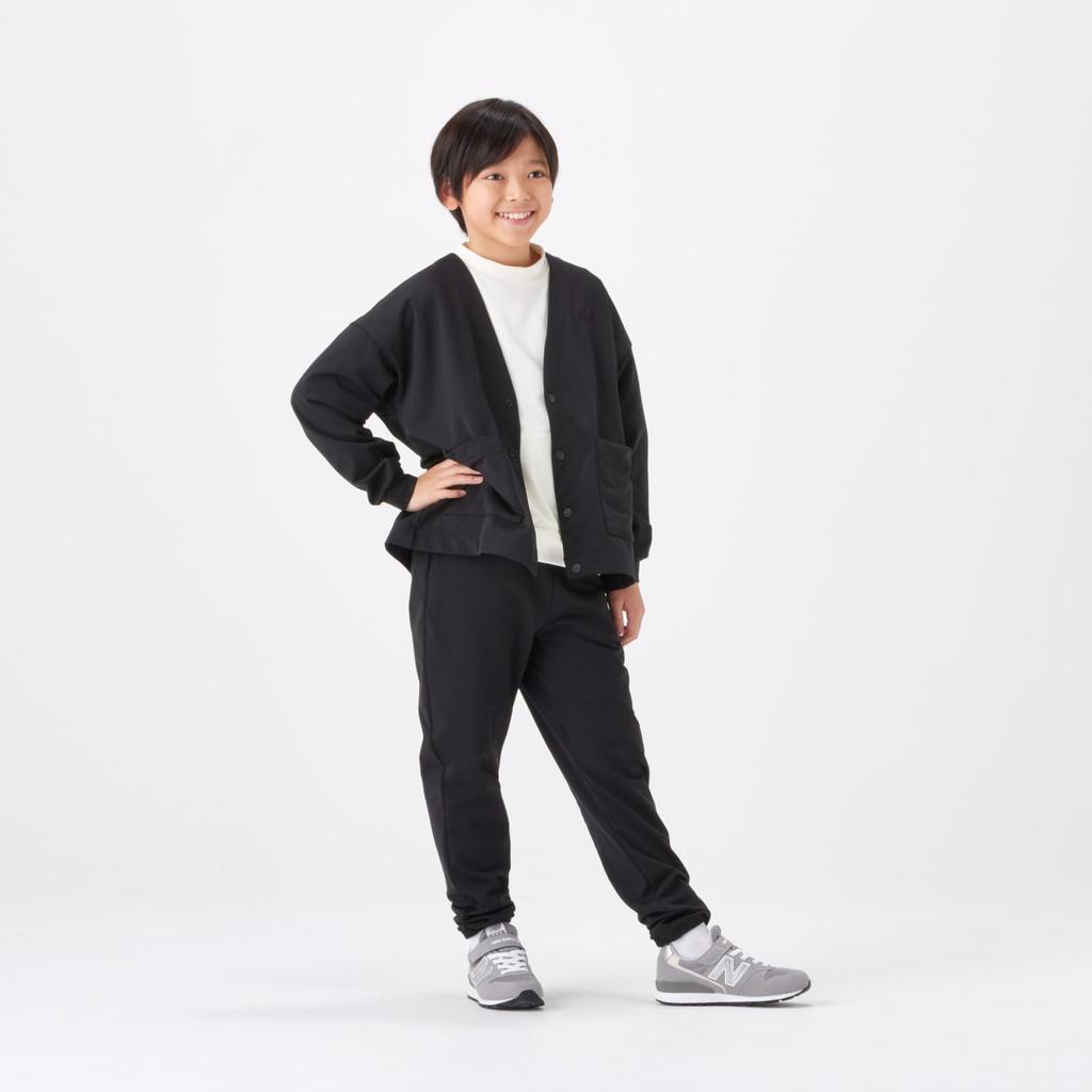 and Cardigan BK [New Balance] Kids' Cardigan, Moisture-wicking Quick-drying (ABT45050) (Black)
