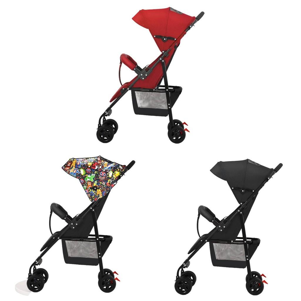 Portable Stroller Baby Onehand Folding Pushchair Adjustable Footrest Backrest