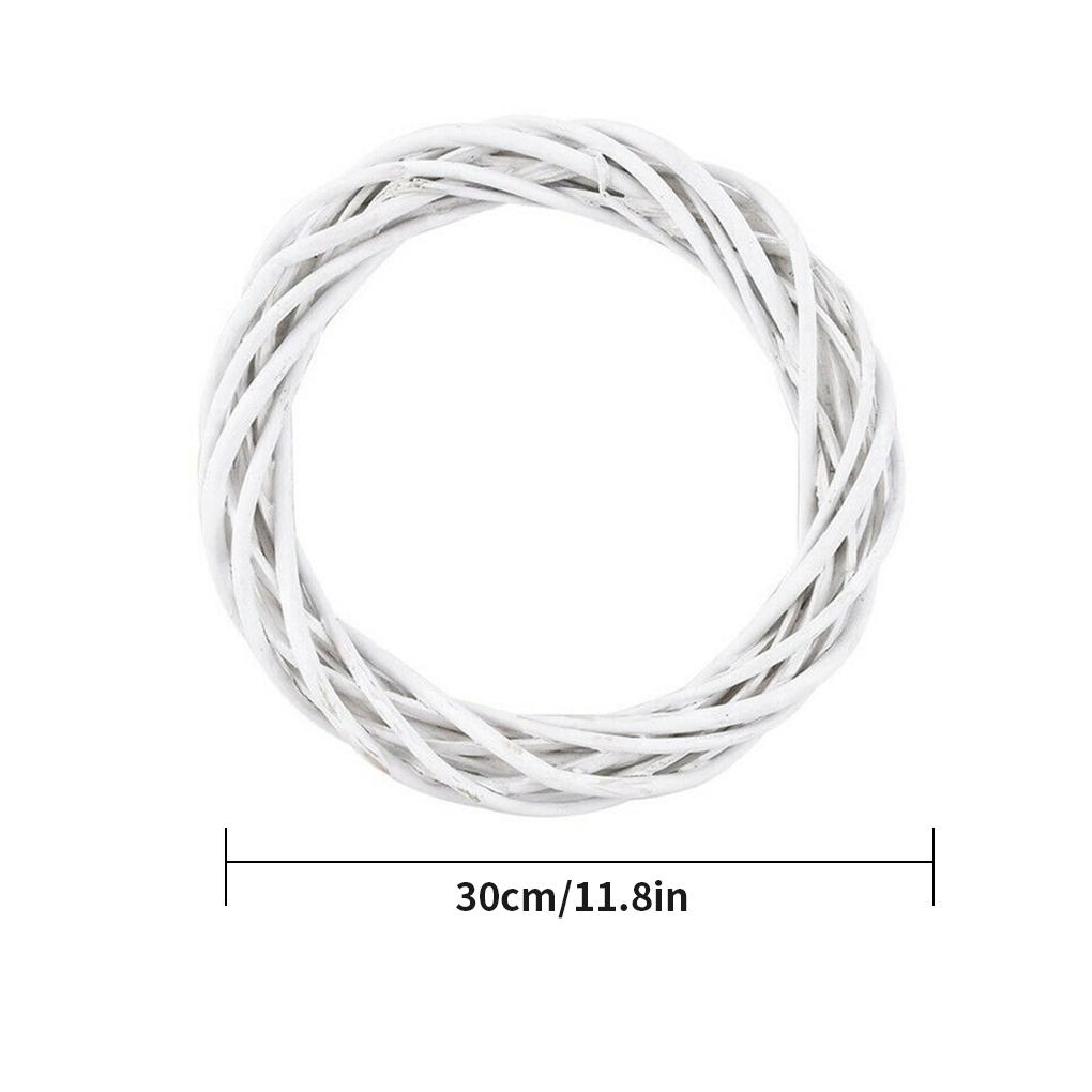 Christmas Rattan Ring White Wreath Garland Hanging Wreath Wicker Door 10-30CM