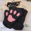 Cartoon Cute Cat Claw Gloves Women Plush Mittens Warm Soft Plush Short Fingerless Fluffy Gloves Winter Half Finger Gloves