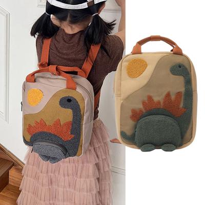 Preschool Backpack Kids Canvas Backpack Cartoon Dinosaur School Bag for Toddlers Boys