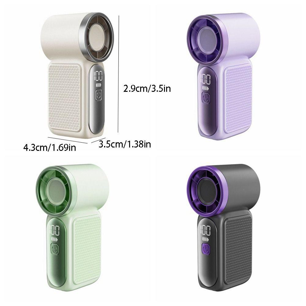 6 Gear Wind Mini Portable Fan LED Display Air Turbo Tech Handheld Turbo Fan Adjustable Ultra-quiet USB Rechargeable Fan Student