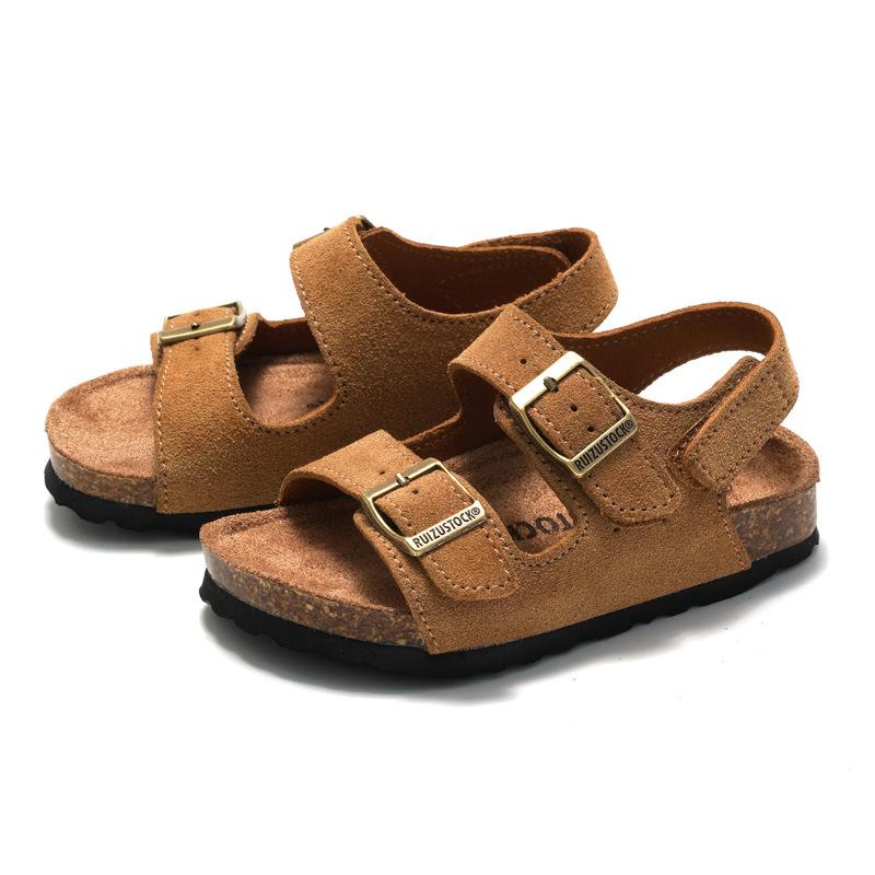 Spring New Products Kids Frosted Cork Sandals Boys Beach Shoes Girls Student Slippers Outdoor KWN
