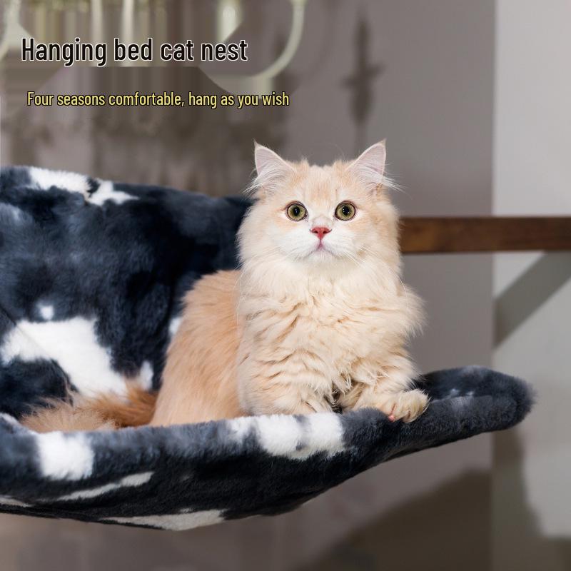 Spot Pet L-Shaped Washable Fleece Cat Bed: Removable, Foldable Metal Frame & Winter Warm Hammock.