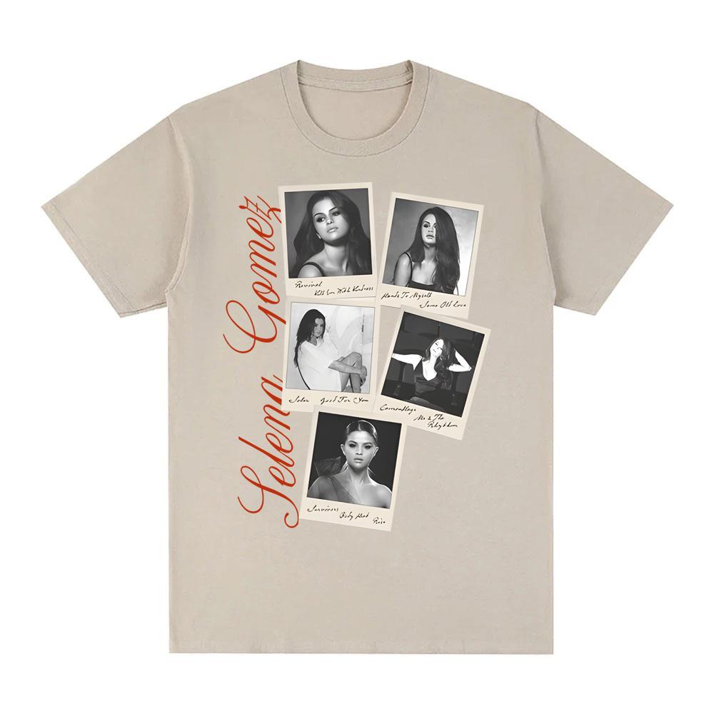 REVIVAL POLAROID T-SHIRT Selena Gomez  Fashion Vintage New 100% Cotton Tops Grunge O-neck High Quality Female/Male Tshirt